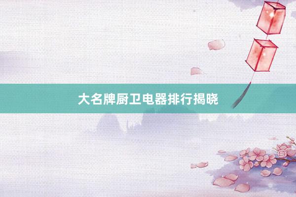 大名牌厨卫电器排行揭晓